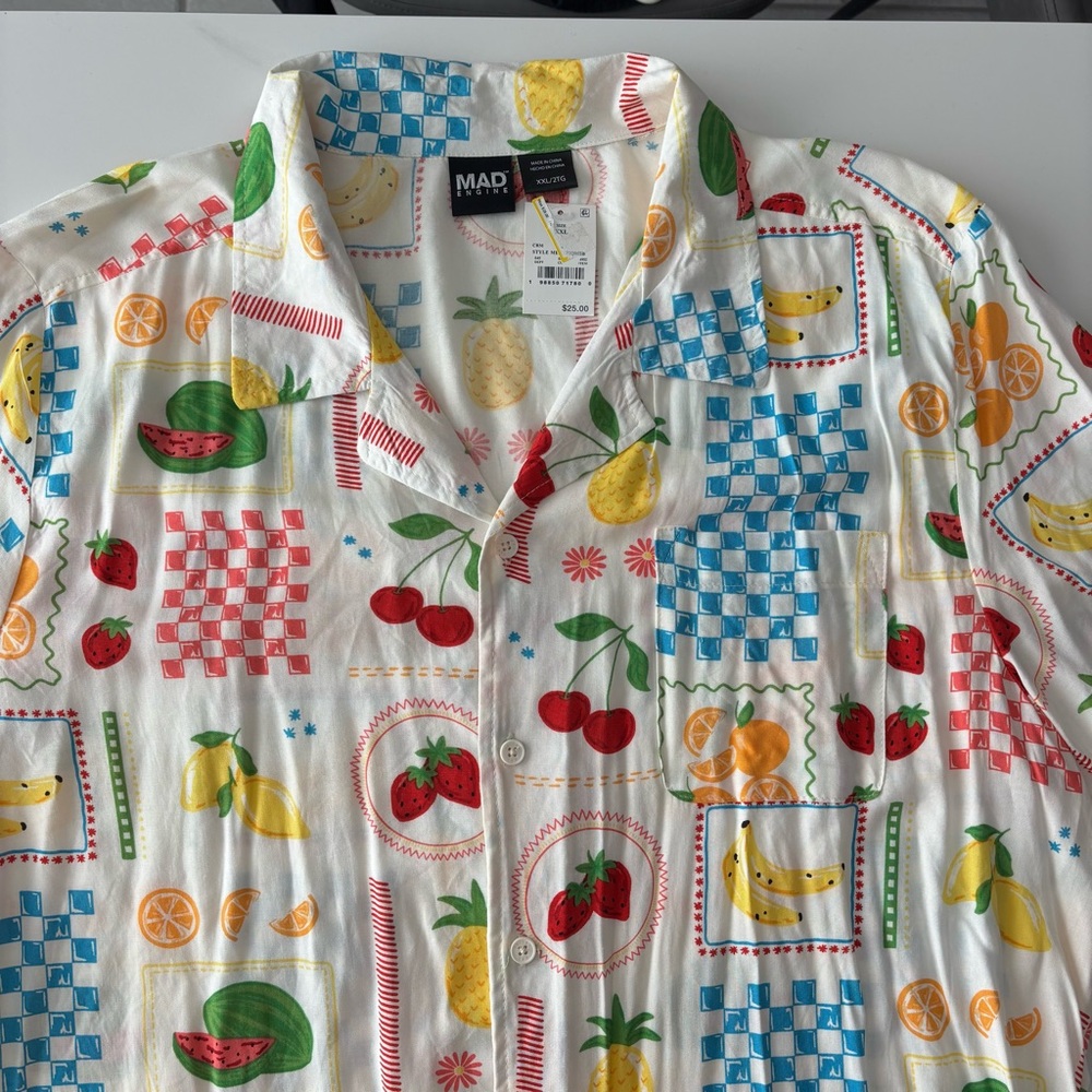 MAD Engine Colorful Fruit Pattern Men's Shirt XXL - Picture 2 of 8